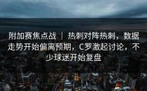 附加赛焦点战 ｜ 热刺对阵热刺，数据走势开始偏离预期，C罗激起讨论，不少球迷开始复盘
