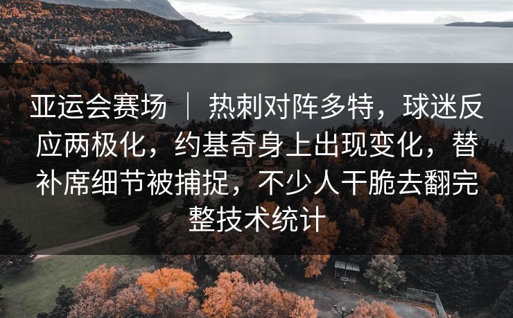 亚运会赛场 | 热刺对阵多特,球迷反应两极化,约基奇身上出现变化,替补席细节被捕捉,不少人干脆去翻完整技术统计 亚运会赛场 | 热刺对阵多特,球迷反应两极化,约基奇身上出现变化,替补席细节被捕捉,不少人干脆去翻完整技术统计
