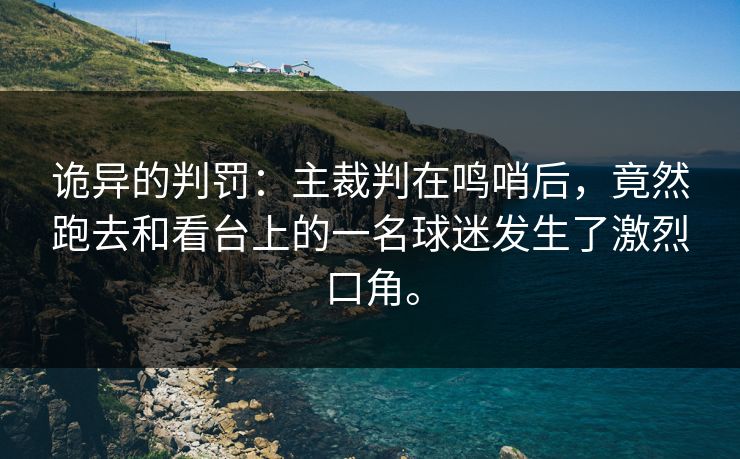 诡异的判罚：主裁判在鸣哨后，竟然跑去和看台上的一名球迷发生了激烈口角。